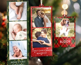 Photo Strip Ornament, First Christmas Married Ornament, Personalized Photo Frame Ornament Newlywed Gift, Wedding Gift Couple Christmas Gift