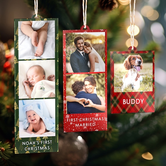 Photo Strip Ornament, First Christmas Married Ornament, Personalized Photo Frame Ornament Newlywed Gift, Wedding Gift Couple Christmas Gift
