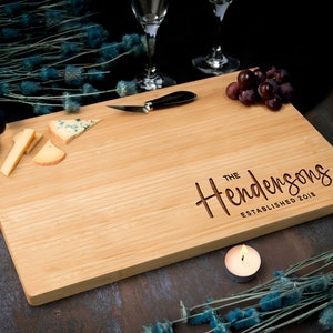 Personalized Cutting Board Wedding Gift, Bamboo Engraved Cutting Board, Engagement Gift, Couple Gift, Anniversary Gift, Charcuterie Board