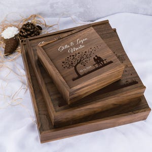 Personalized Walnut Keepsake Box, Wedding Memory Box, Wedding Keepsake Box, Anniversary Gift, Bridal Shower Gift, Gift For Couple