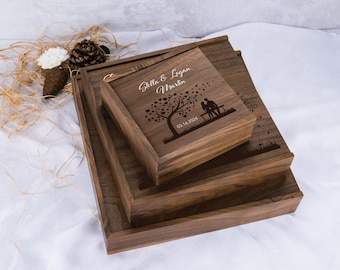 Personalized Walnut Keepsake Box, Wedding Memory Box, Wedding Keepsake Box, Anniversary Gift, Bridal Shower Gift, Gift For Couple