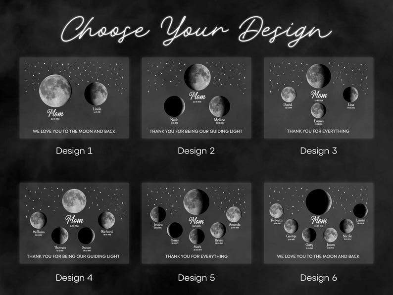Custom Moons Phase LED Night Light, Personalized Moons Phase With Kids ...