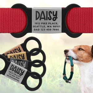 Slide on Dog Tags for Dogs, Dog Id Tag, Personalized Dog ID Tag, Custom Silent Dog Tag, Silent Dog Name Tags, Dog Collar Tag, Pet ID Tag
