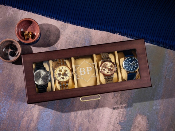 Watch Box Personalized Fathers Day Gifts Anniversary Gifts for Him Watch Case for Men Gifts for Dad Grandpa Watch Storage Case Watch Holder