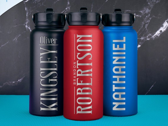 Personalized Water Bottle, Name Water Bottle, Custom Engraved Water Bottle with Straw Lid, Gifts for Him, Her, Mom Gifts from Daughter