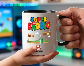 Custom Super Daddio Mug, Fathers Day Gifts from Kids, Dad Gifts, Fathers Day Mug, Gifts for Husband, Gamer Dad Gift, Funny Gift For Dad