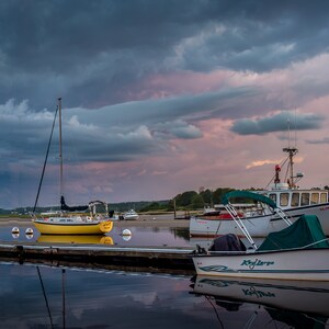 Wells Harbor Maine Boats at Sunset