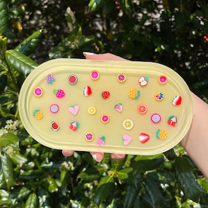 Pastel Yellow Fruits Trinket Tray | Epoxy Resin Rolling Tray | Fruits Tray