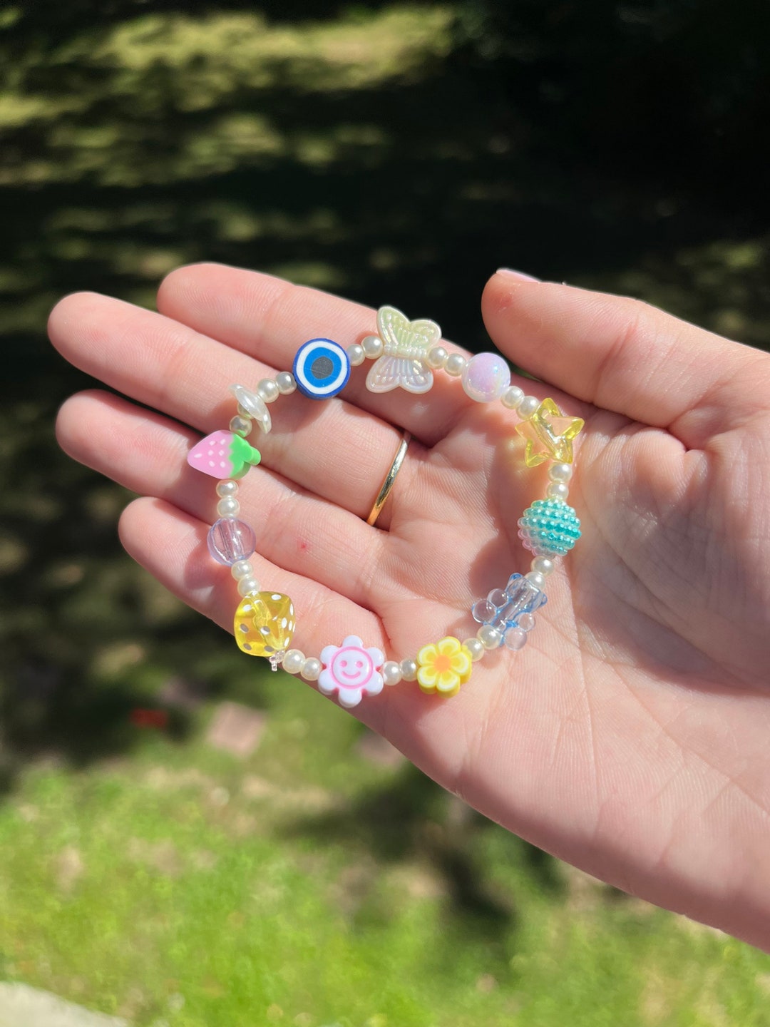 Y2K Bracelets 4 Different Styles With Pearl Spacer Beads Etsy