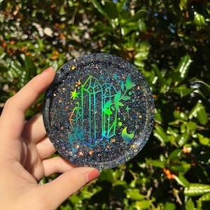 Black Sparkly Holographic Crystal Resin Coaster Set
