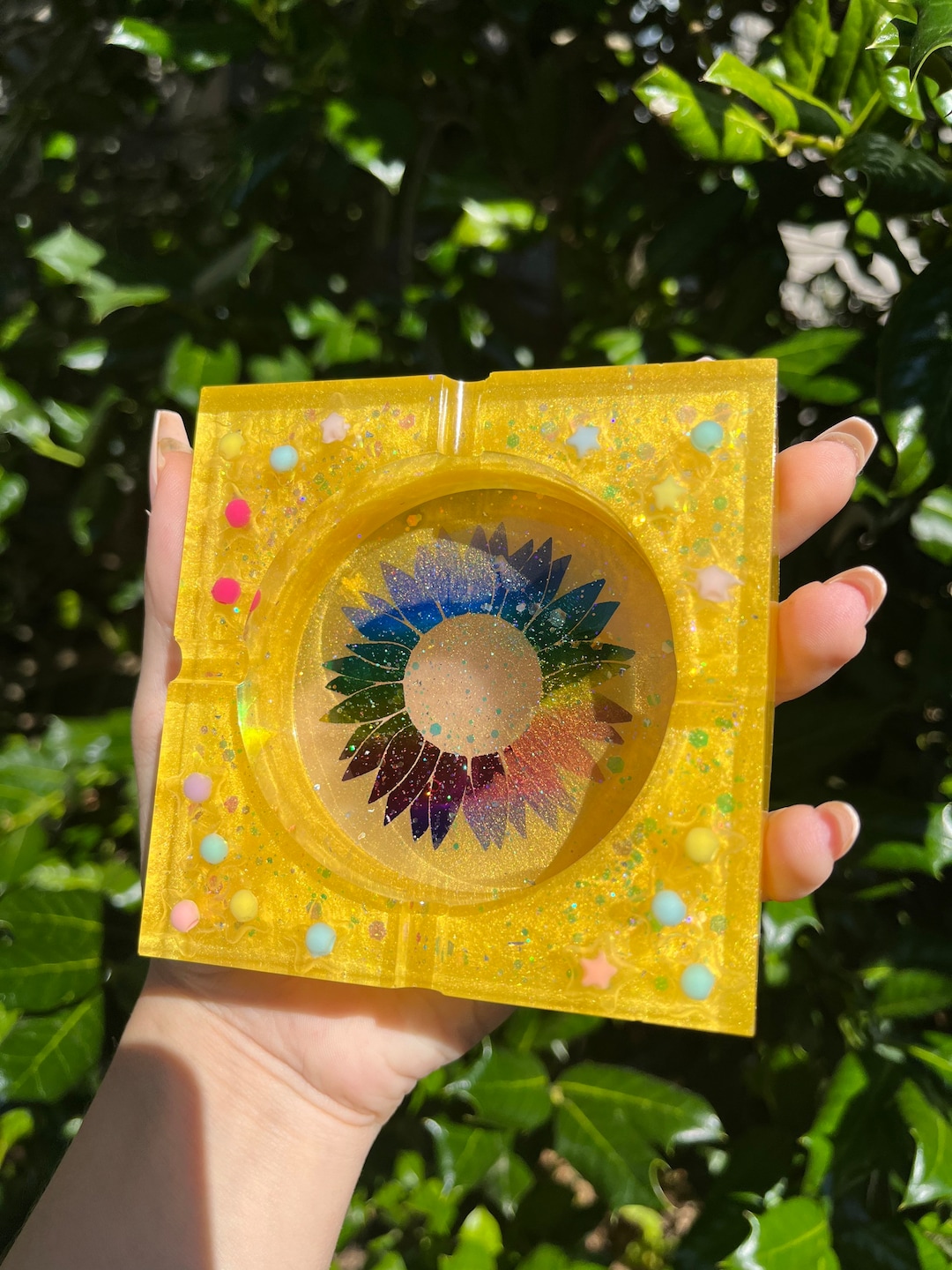 Colorful Yellow Ashtray Etsy