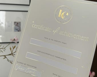 Bespoke Gold or Silver Foil Training Certificates: Beauty & Aesthetics