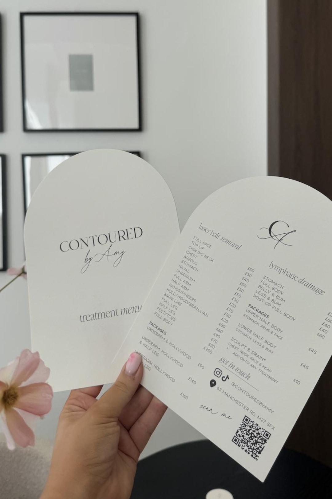Texture Austin Menu Custom Arch Textured Treatment Menus: Branded Beauty Salon Flyers ...