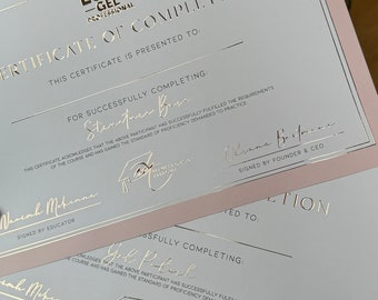 Gold or Silver Foil Training Certificates: Bespoke A4 Design