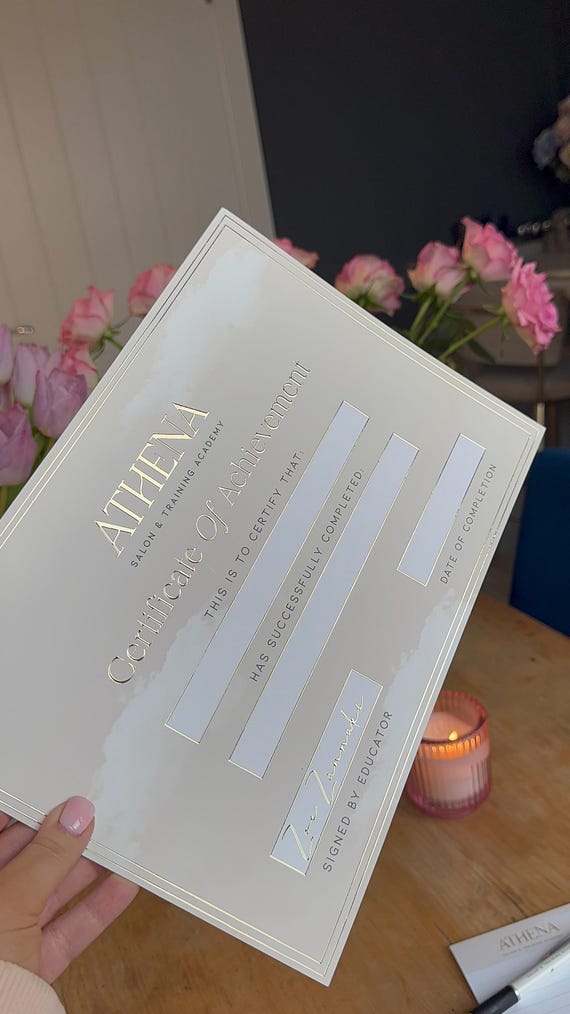 Bespoke Gold or Silver Foil Training Certificates: Beauty & Aesthetics
