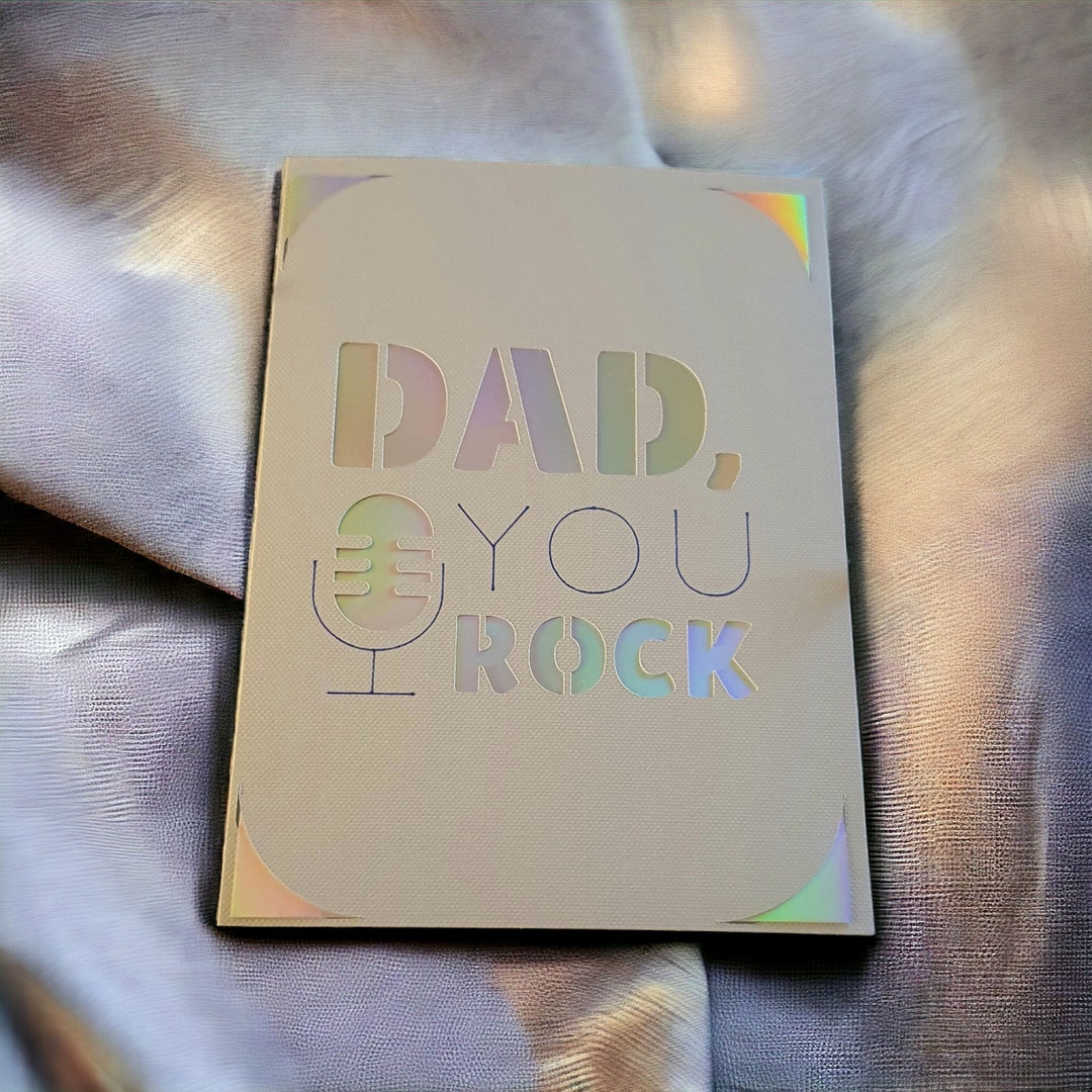 Dad You Rock Father's Day Card Birthday Card Insert Card With White ...