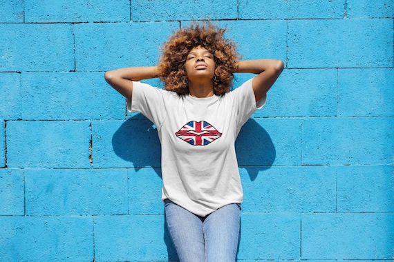 Women's Jubilee T Shirt British Flag Lip Print Top. - Etsy