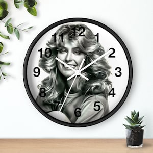 Farrah Leni Fawcett, Wall Clock, 70s Gift, Charlie&#39;s Angels, Home & Living, Home Decor