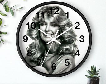 Farrah Leni Fawcett, Wall Clock, 70s Gift, Charlie's Angels, Home & Living, Home Decor