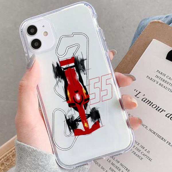 Carlos Sainz Transparent Phone Case Formula 1 design for iPhone, Samsung, Pixel, Gift Motoracing Inspired