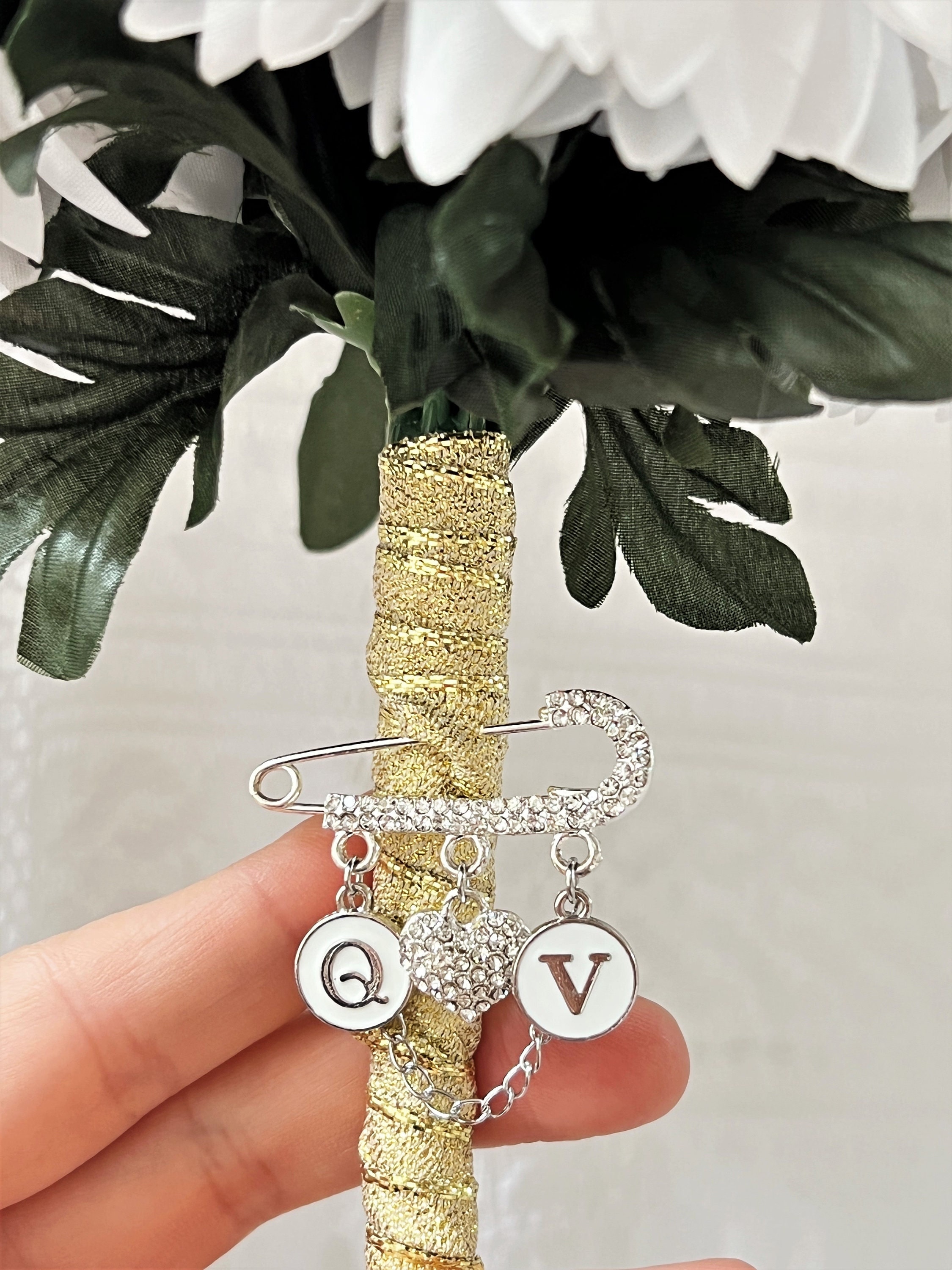 Silver Rhinestone Initial Pin