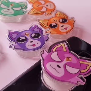 Phone grip accessory evori dreamwings valorant inspired kawaii cute cat kitten magical girl inspired art acrylic