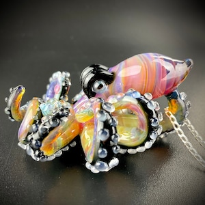 Ethereal Octopus Necklace | Hand-Blown Glass Kraken Pendant | Statement Jewelry | Ocean-Inspired | Artisan-Crafted