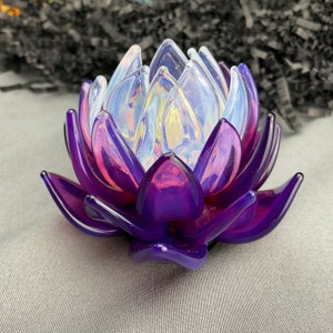 Blown Glass Lotus Flower Sculpture - Handmade Japanese Inspired Art for Serene Ambiance