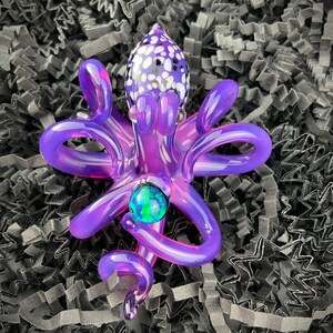 Handblown Glass Octopus Necklace: Kraken Pendant, Sea Glass Jewelry