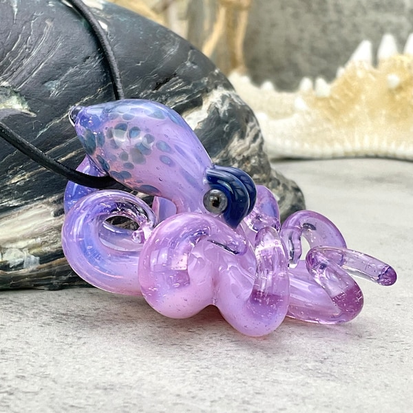 Octopus Necklace | Kraken | Blown Glass | Sea Glass Jewelry Statement Necklace | Ocean Necklace | Handblown Glass Mermaid Necklace