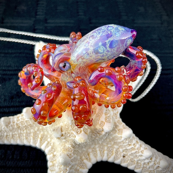 Glass Octopus Necklace | Kraken Pendant | Ocean Inspired Necklace | Handblown Glass Octopus Jewelry