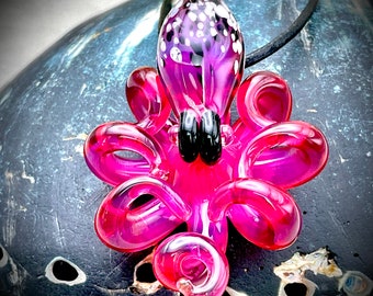 Handblown Glass Octopus Necklace: Kraken Sea Glass Jewelry