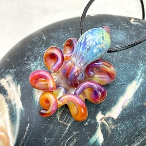Octopus Necklace | Kraken | Blown Glass | Sea Glass Jewelry Statement Necklace | Ocean Necklace | Handblown Glass Kraken Pendant