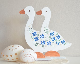 Hand-Painted Easter Goose, Birch Plywood Spring Decor