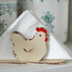 Porta tovaglioli da cucina gallina, gallina bianca, decorazione da tavolo da cucina, cucina rustica, arredamento da cucina, regalo rustico, idee per la cucina, porta tovaglioli