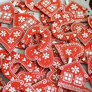 Red wood magnets, wooden refrigerator magnets, wedding magnets, heart magnets, gift for guest, personalized magnet, unique gift, magnets