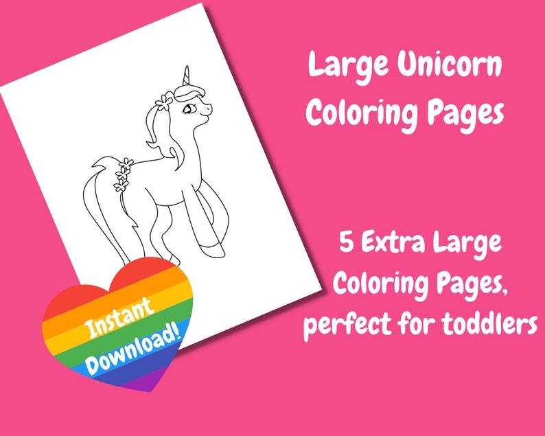Large Coloring Page for Kids Printable Unicorn Coloring Page - Etsy