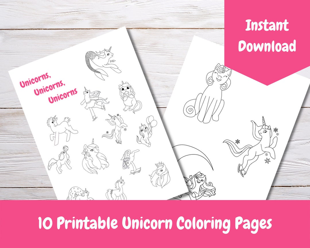 10 Printable PDF Unicorn Coloring Pages, Adorable Coloring Books ...