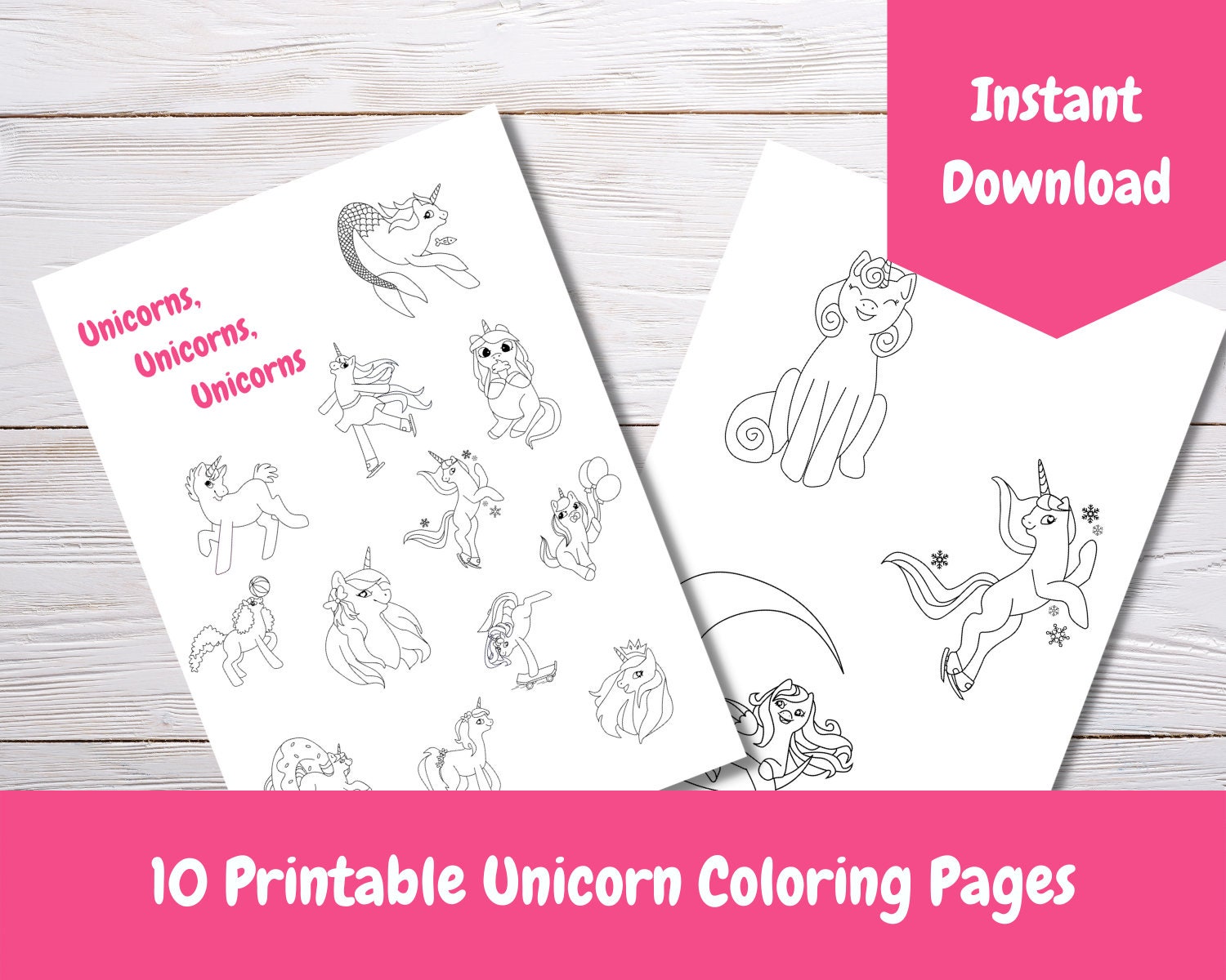 10 printable pdf unicorn coloring pages adorable coloring etsy