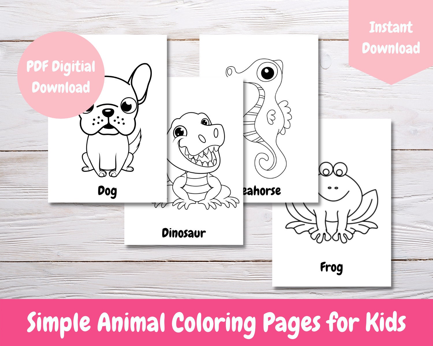cute animal coloring pages for kids quiet activities for etsy