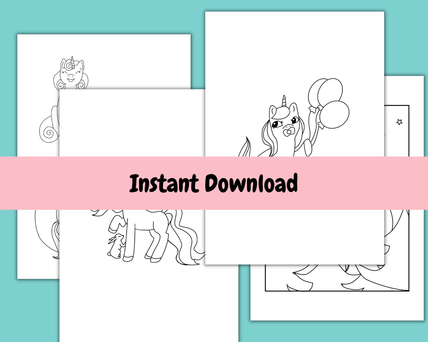 10 Printable PDF Unicorn Coloring Pages, Adorable Coloring Books
