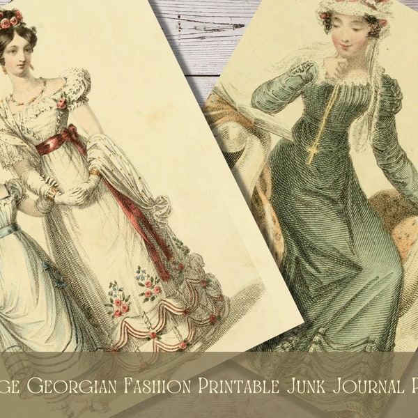 Vintage Fashion Printables, Junk Journal Supplies, 1800s Dress Women Collage Sheets, Christmas Gifts for Crafters, Crafty Gifts for Women