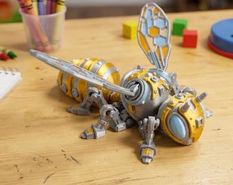 Articulated Cyber Bee, 3D Printed Futuristic Robotic Insect