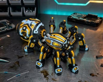 Cyber Spider, Futuristic Robot Spider, Articulated 3D Printed Spider, Sci-Fi Desk Decor, Tech-Inspired Collectable, Gift for Spider Lovers