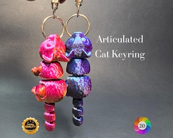 3D Printed Articulated Cat Keychain: Posable Fidget Toy