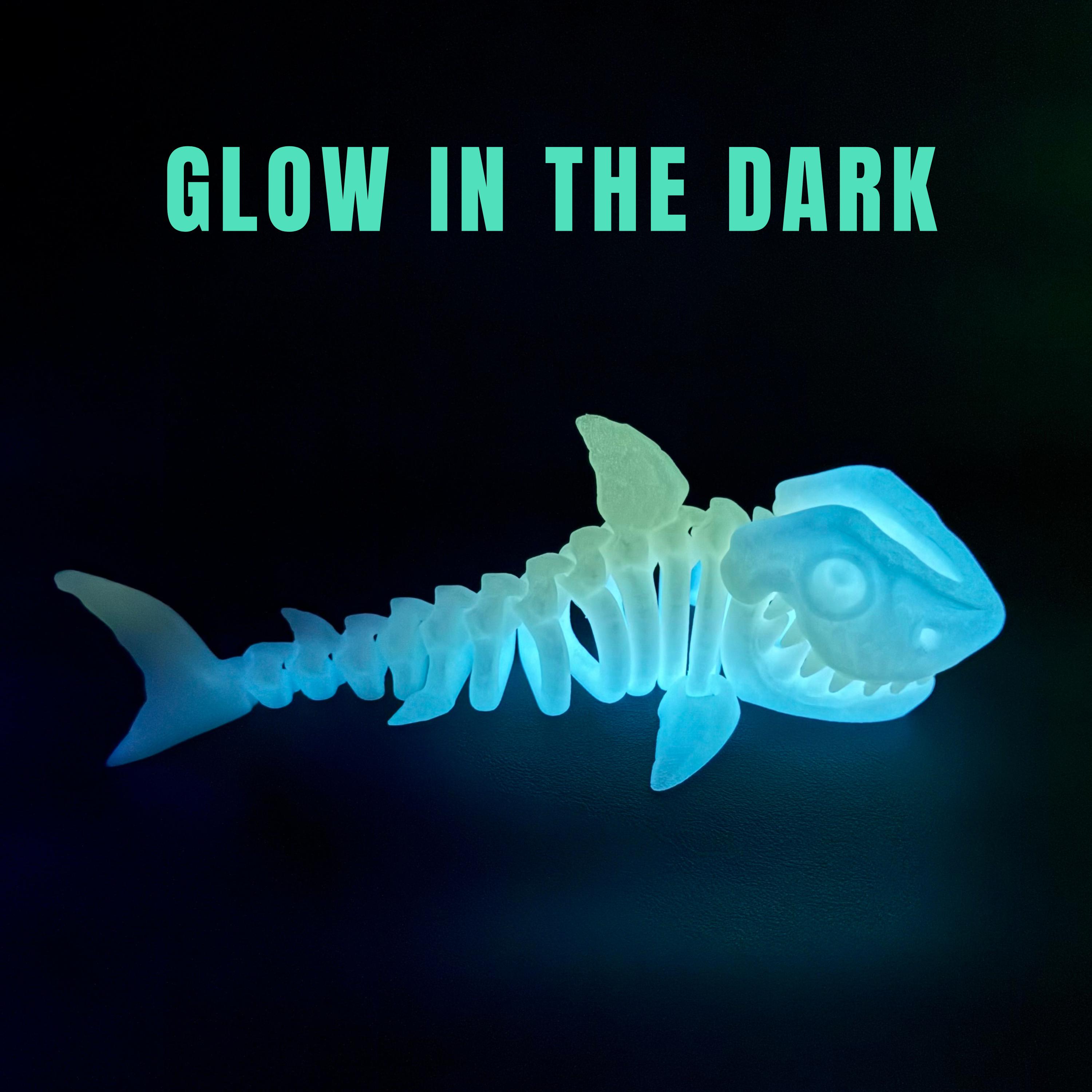 Glow in the Dark Shark, 3d Printed Articulated Flexible Desk Toy