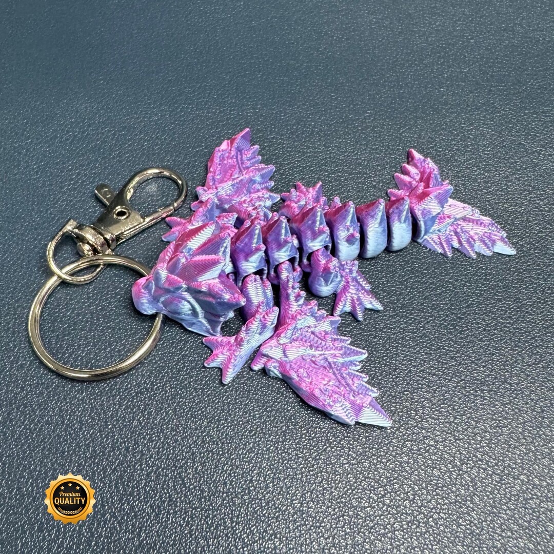 【YEGG】Wing keyring (2colors) Articulated Baby Crystal Winged Dragon Keychain, 3D Printed