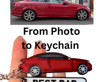 Personalised Keyring from Your Car Photo | Custom UK Keychain, Unique Present, Father's Day Gift
