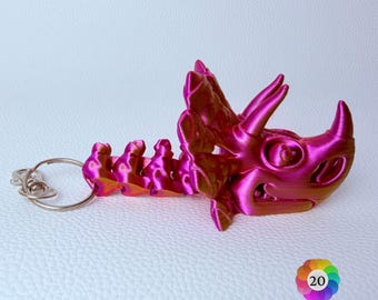 Triceratops Skull Keychain |  Dinosaur Fossil Bag Charm | Prehistoric Fossil Accessory