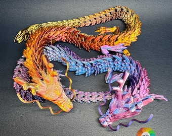 3D Printed Articulated Chinese Dragon with Egg: Fidget Desk Pet